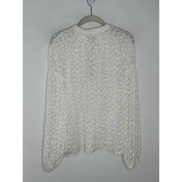 $375Frame Womens Silk Animal Print Long Sleeve Button Up Blouse Top White Sz M - Picture 8 of 8